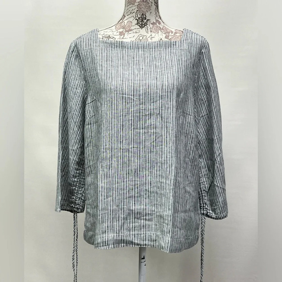 CASLON Blue‎ and white stripe linen top size L. - Picture 1 of 10